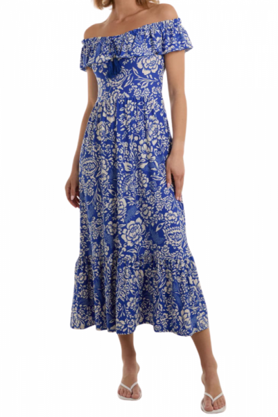 Dress, BARDOT Retro Floral Royal Blue kopio 108170
