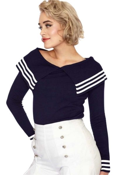 Sweater, NAUTICAL Wide Collar (6918)