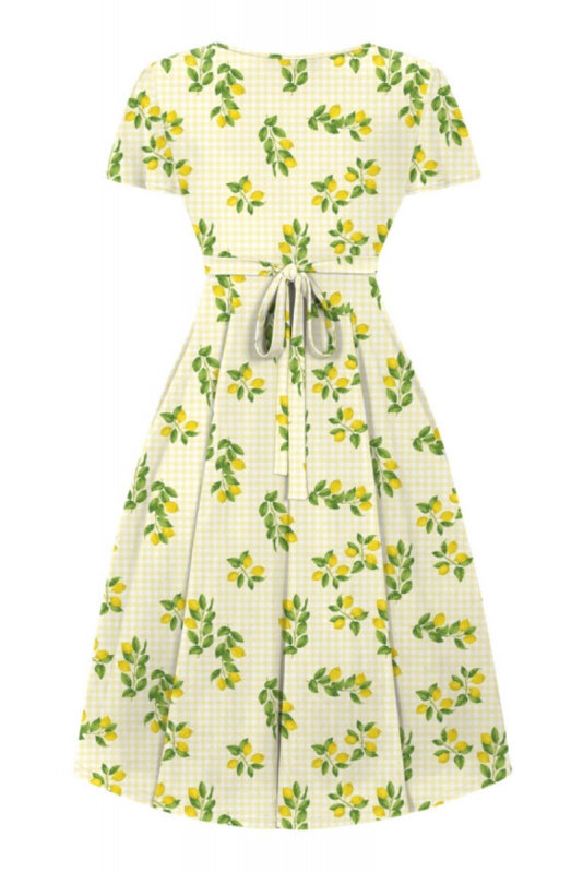 Swing Dress, LYRA Lemon Gingham