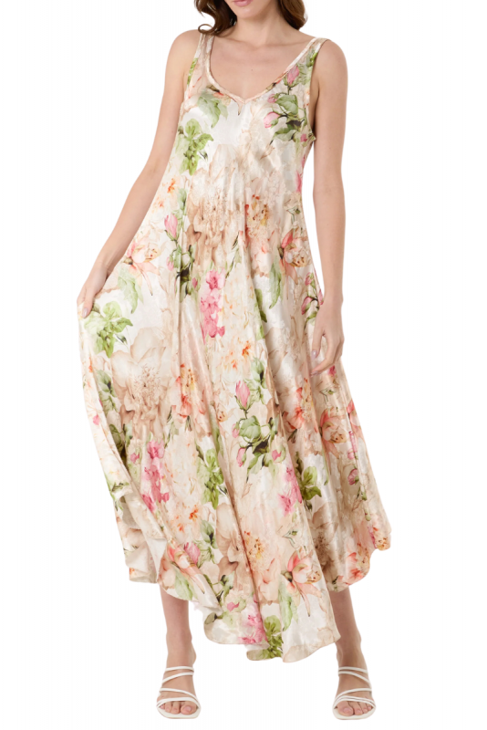 Maxi Dress, SILKY FLORAL Beige