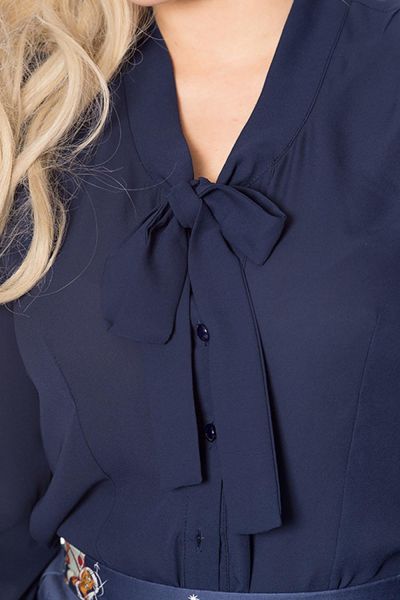 Blouse, PERFECT PUSSYBOW Navy (14030)