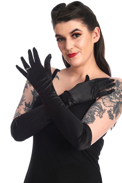 Gloves, ALLEGRA Black Satin (45613)
