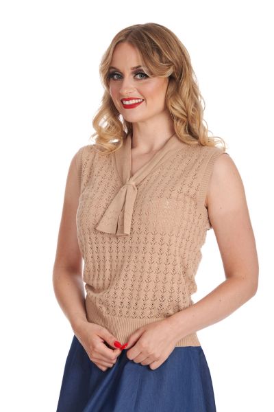 Knitted Top, ANCHOR AHOY Tan (10609)