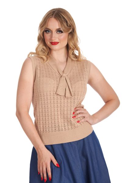 Knitted Top, ANCHOR AHOY Tan (10609)