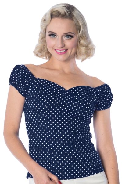 Top, SWEETHEART POLKA Navy (1325)