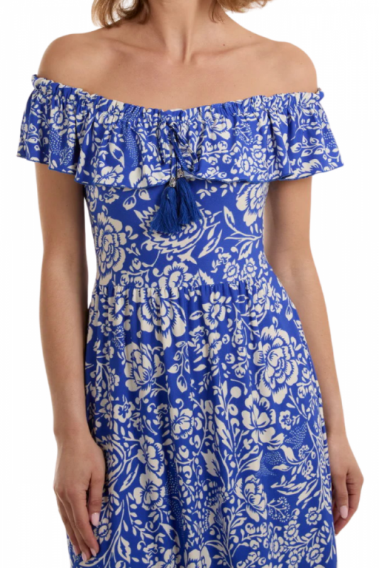 Dress, BARDOT Retro Floral Royal Blue kopio 108170