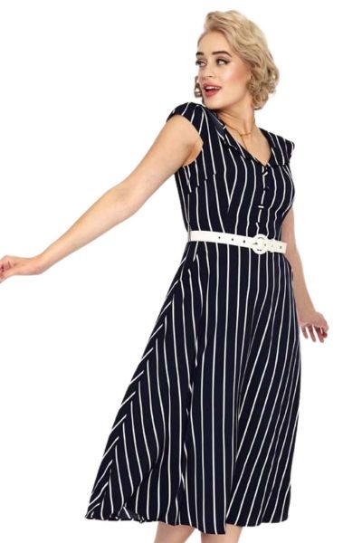 Flare Dress, NAVY Stripe (9729)