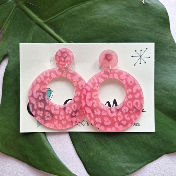 Earrings, GLITZ-O-MATIC Leopard Queen Pink