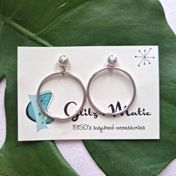 Earrings, GLITZ-O-MATIC Hoop Silver
