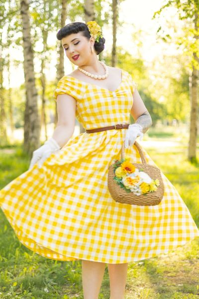 Kellomekko, LILY 50s Yellow Check (873)