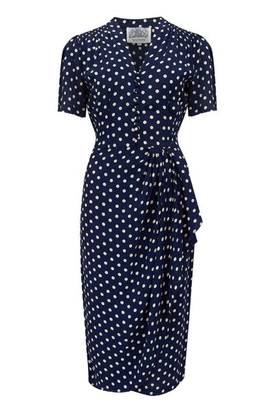 Dress, SEAMSTRESS OF BLOOMSBURY Mabel Navy Polka