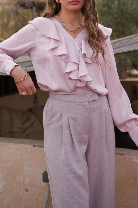 Pusero, RUFFLE Satin Pink