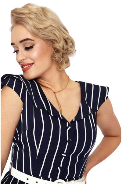 Flare Dress, NAVY Stripe (9729)