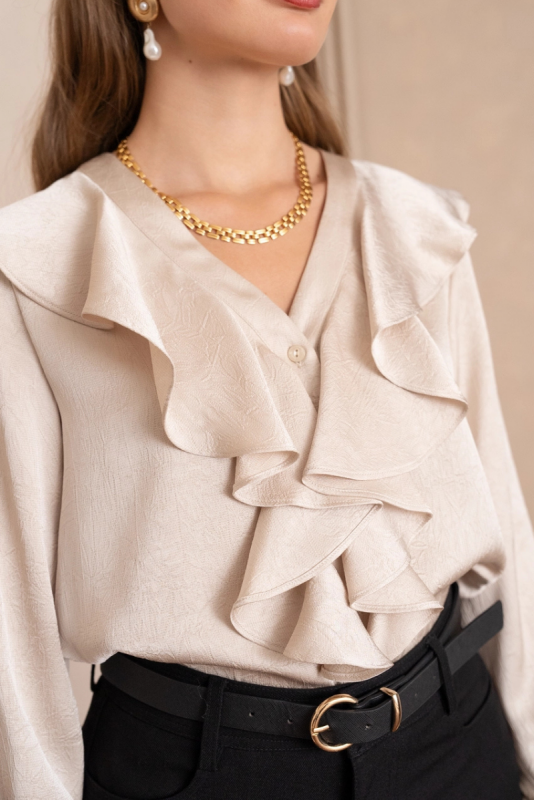 Pusero, RUFFLE Satin Ecru