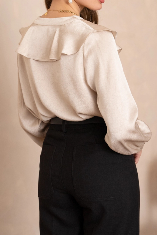 Pusero, RUFFLE Satin Ecru