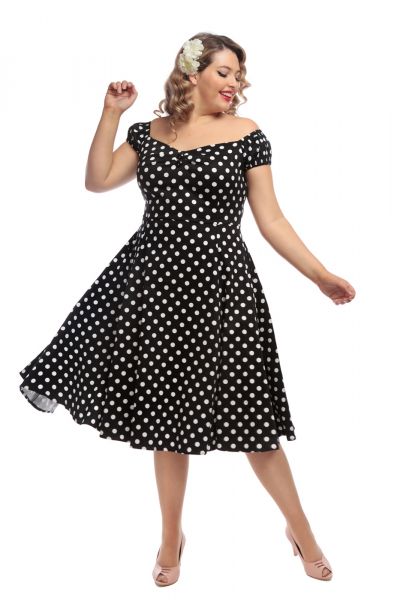 Swing Dress, DOLORES Black Polkadot