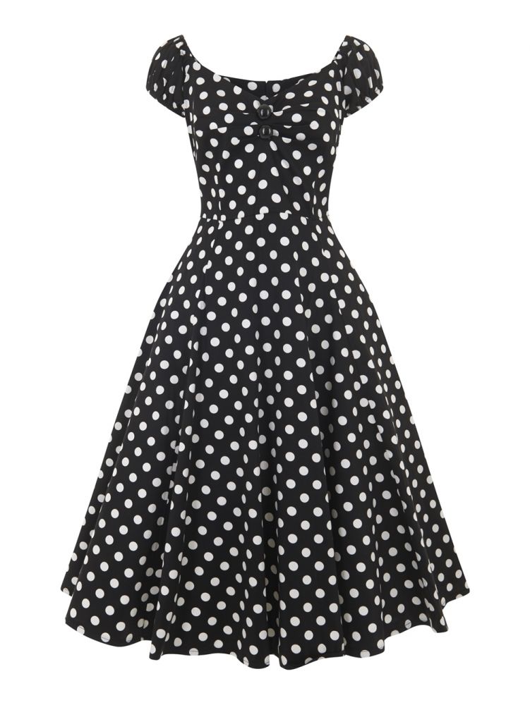 Black and white polka dot swing dress cheap