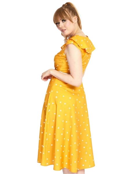Flare Dress, POLKADOT Collar Yellow (9748)