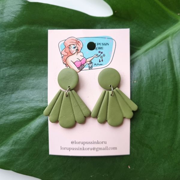 Earrings, FAN Moss Green