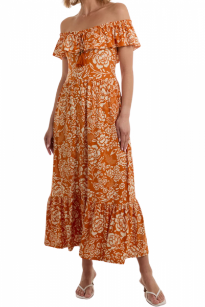Dress, BARDOT Retro Floral Orange