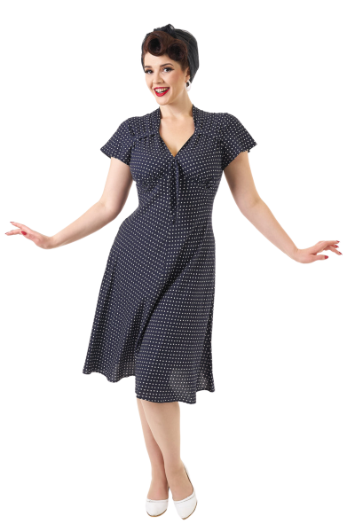 Dress, PRETTY RETRO Tea Navy Polka