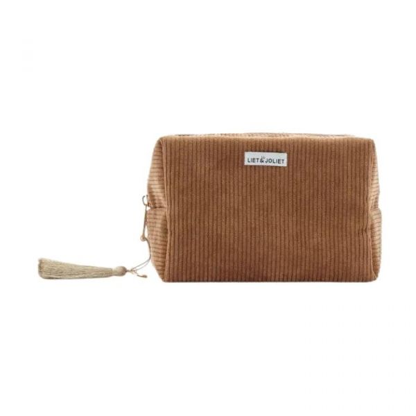 Cosmetic Bag, CORDUROY Light Brown Small