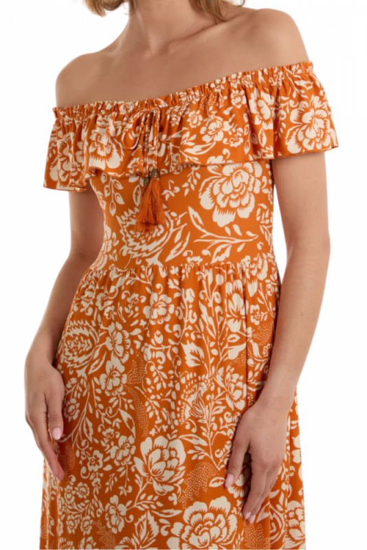 Dress, BARDOT Retro Floral Orange