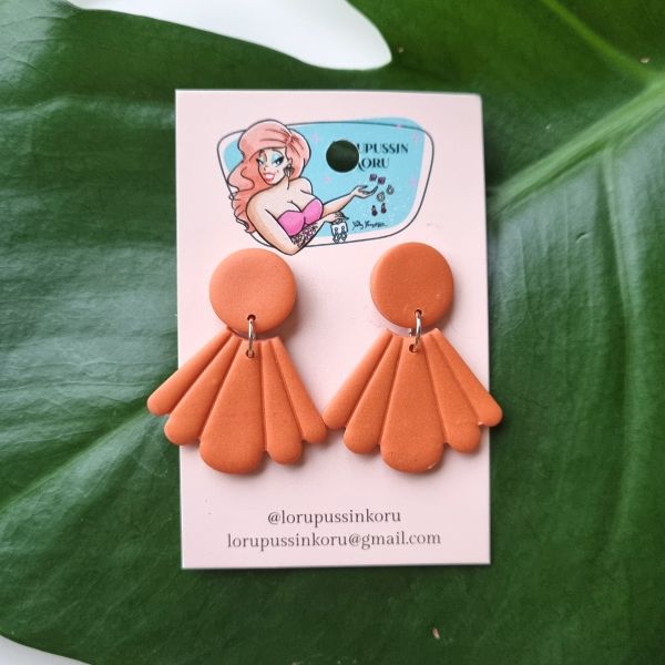 Earrings, FAN Dusty Orange