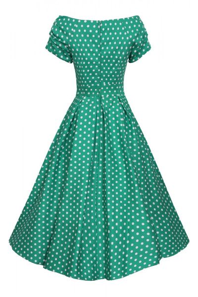 Swing Dress, LILY 50s Green Polka (V873gre)