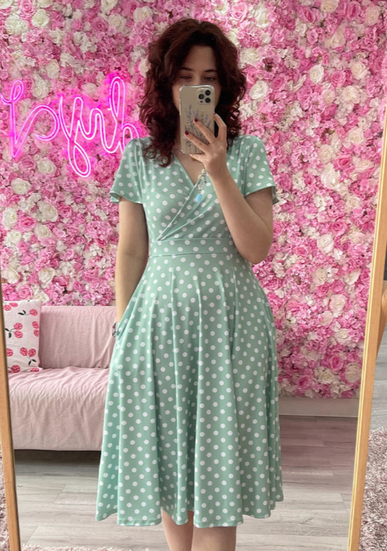 Swing Dress, LYRA Mint Polkadot