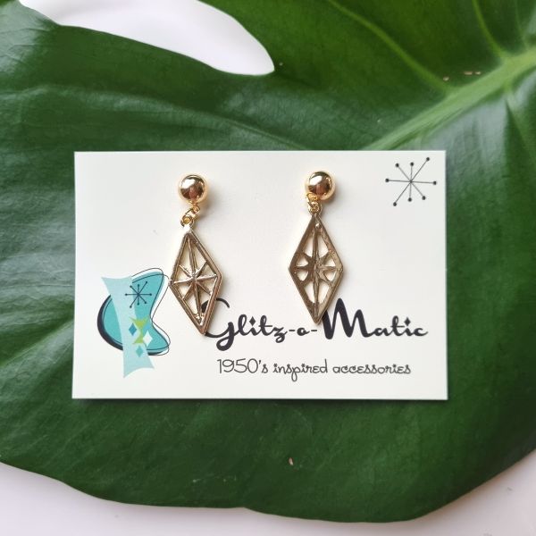 Earrings, GLITZ-O-MATIC Starburst Gold