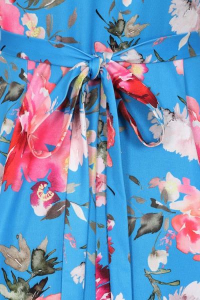 Swing Dress, LYRA Pink Floral On Blue