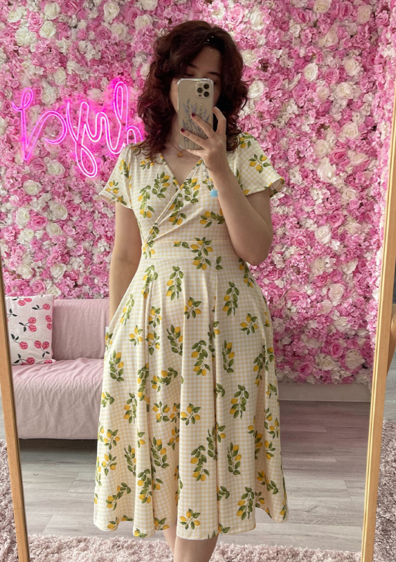 Swing Dress, LYRA Lemon Gingham