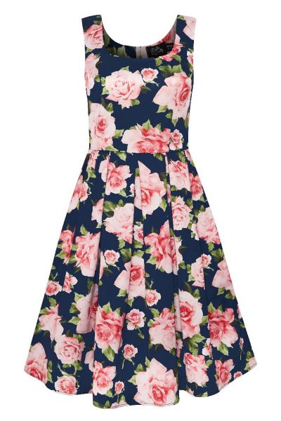 Swing Dress, AMANDA Navy Rose (950-47)