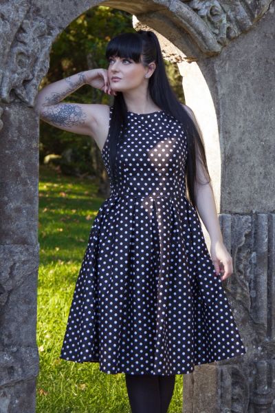 Swing Dress, LOLA Black Polka (1356)