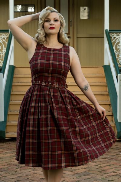 Kellomekko, ANNIE Burgundy Tartan (905)