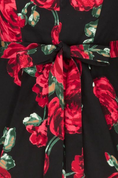 Swing Dress, HEPBURN Red & Black Rose