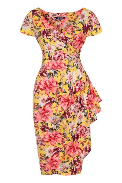 Pencil Dress, ELSIE Rosy Blooms