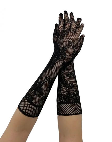 Gloves, FLORAL LACE Black
