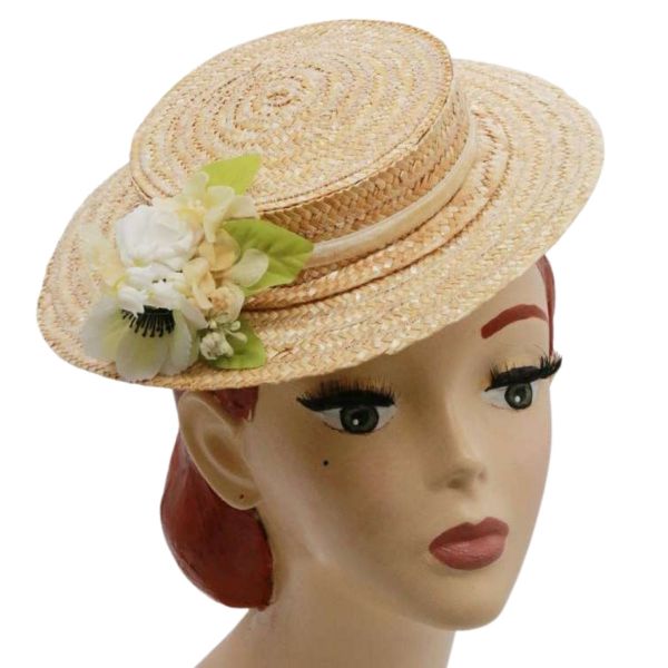 Straw Hat, MIRANDA's Boater & White Floral