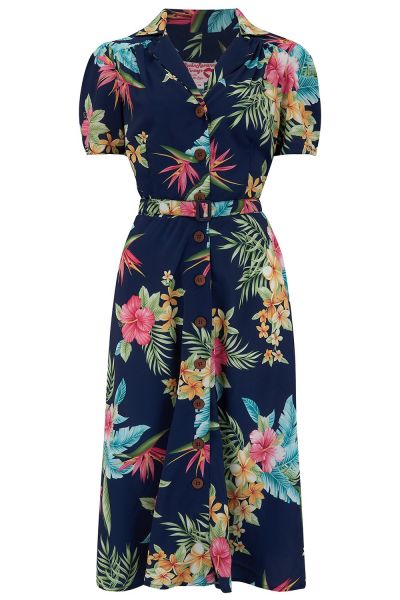 Shirtwaister Dress, ROCK'N Charlene Honolulu Navy