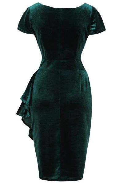 Pencil Dress, ELSIE Emerald Velvet