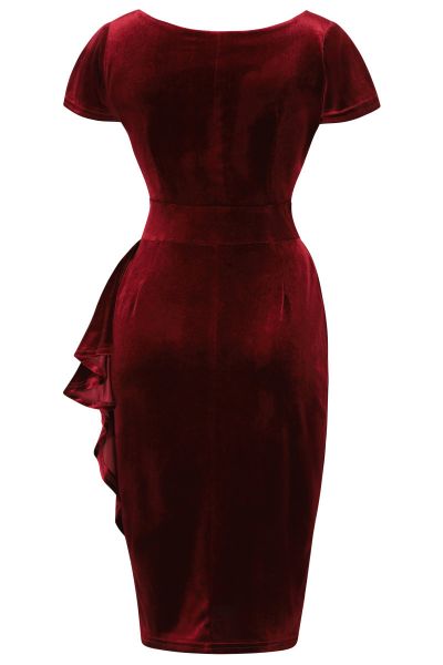 Pencil Dress, ELSIE Festive Red Velvet