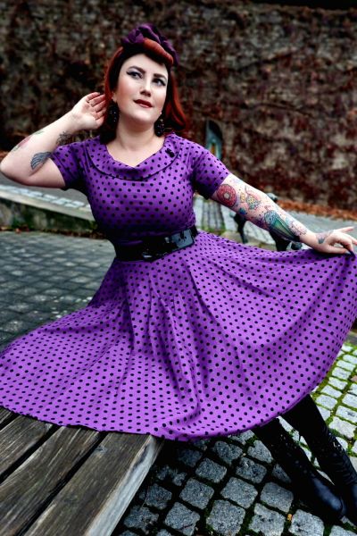 Kellomekko, DARLENE Purple Polka (333)