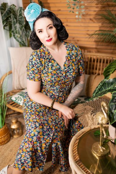 Dress, SEVENTY ONE Ditty 40s Navy Floral