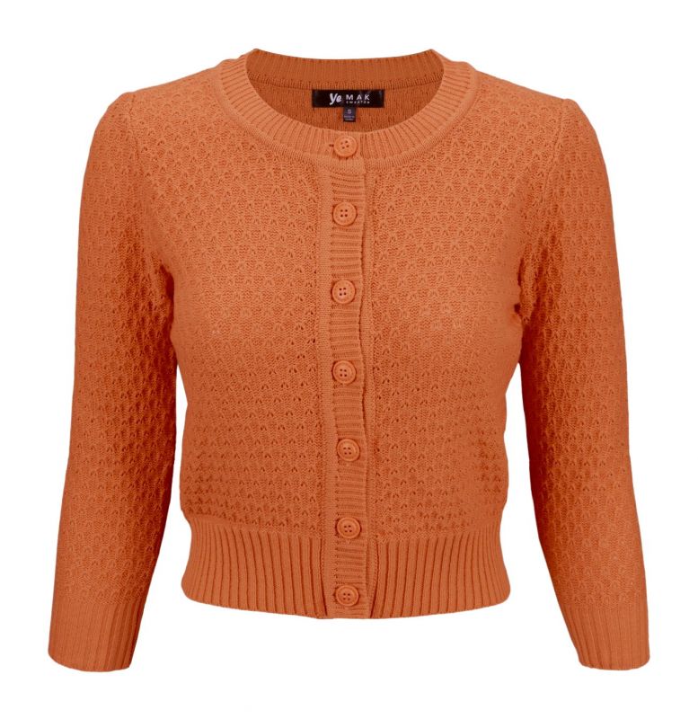 MAK Cardigan, Pat 50s Dusty Orange PLUS