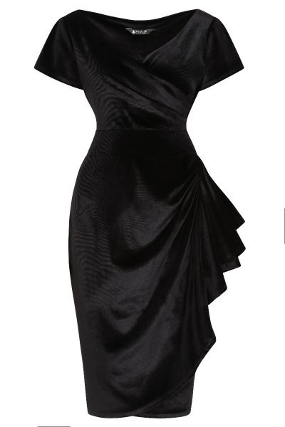 Pencil Dress, ELSIE Black Velvet