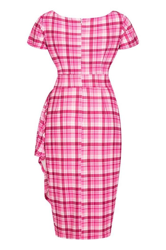 Pencil Dress, ELSIE Pink Gingham