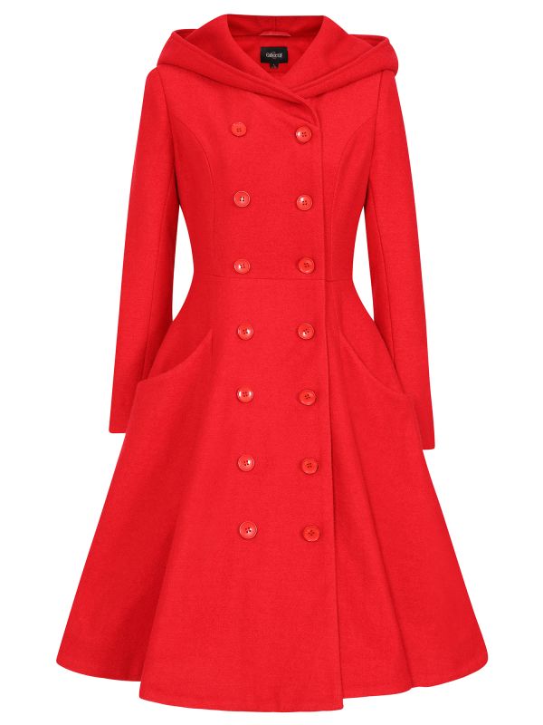 Coat, HEATHER Hooded Red