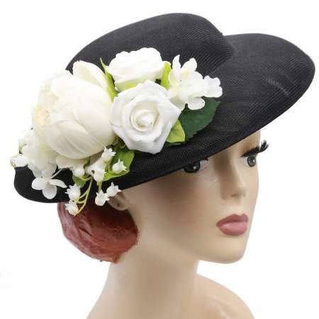 Hat & Flowers, MIRANDA's Black & Ivory Flowers